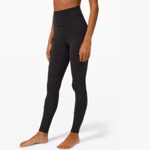 Lululemon Get in Line Super High Rise Tights 28” Black with Velvet Detailing